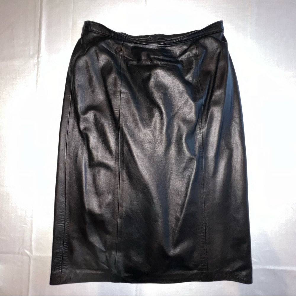Black Soft Leather Straight Pencil Skirt 33" WaistSoft Leather Lined Plus Size
